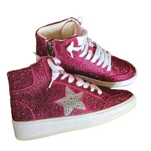 Vintage Havana Splash High Fuchsia Pink Glitter Sneakers NEW